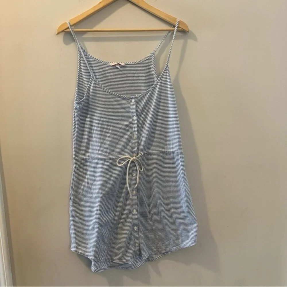 Victoria’s Secret Blue Striped Button Front Drawstring Cami Dress Size Small - Picture 2 of 11
